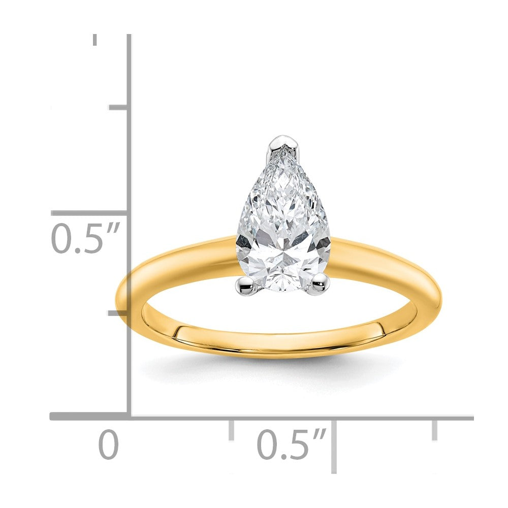 14k Two-tone 1 Ct. Lab Grown Diamond VS/SI+ G+ Pear Solitare Engagement Ring