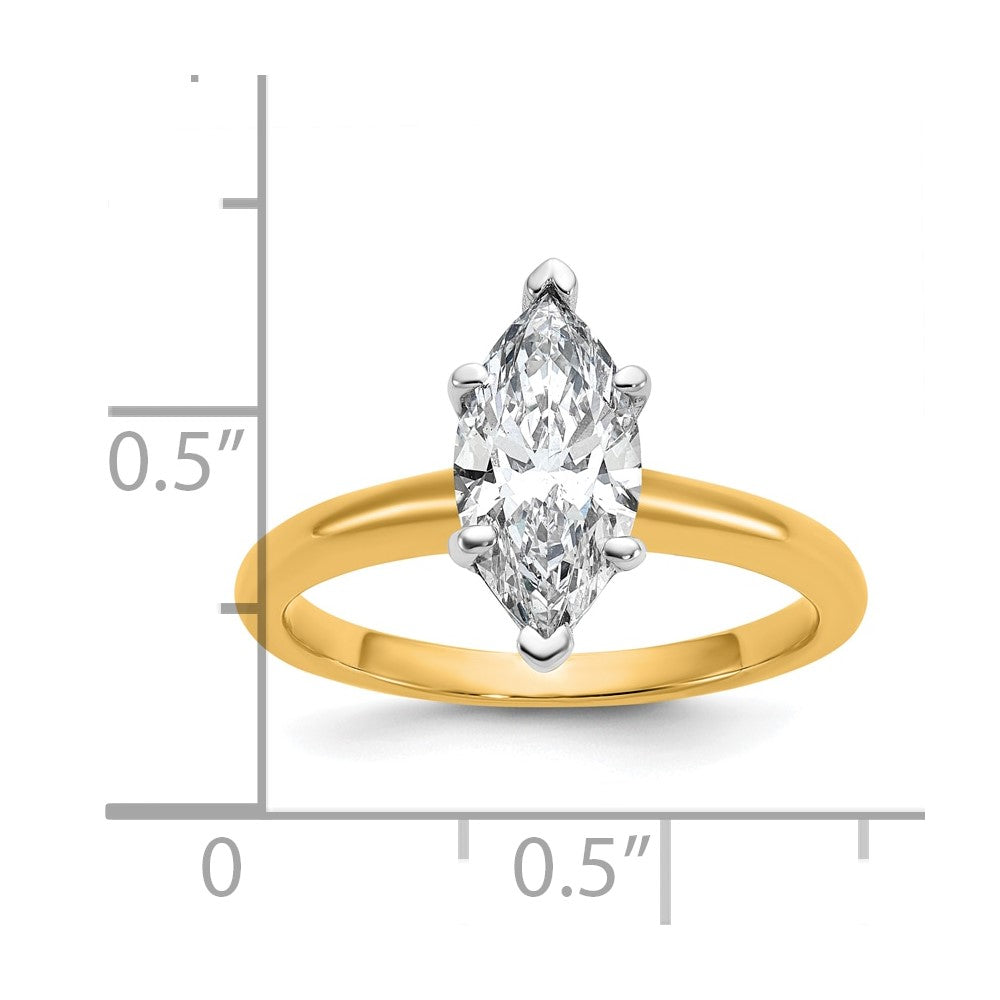 14k Two-tone 1 1/2 Ct. Certified Lab Grown Diamond VS/SI+ G+ Marquise Solitare Engagement Ring
