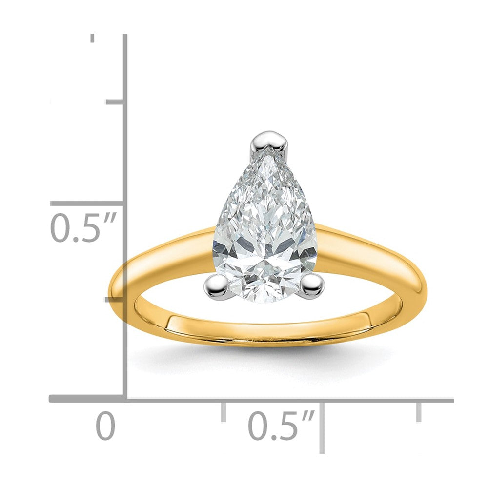 14k Two-tone 1 1/2 Ct. Certified Lab Grown Diamond VS/SI+ G+ Pear Solitare Engagement Ring