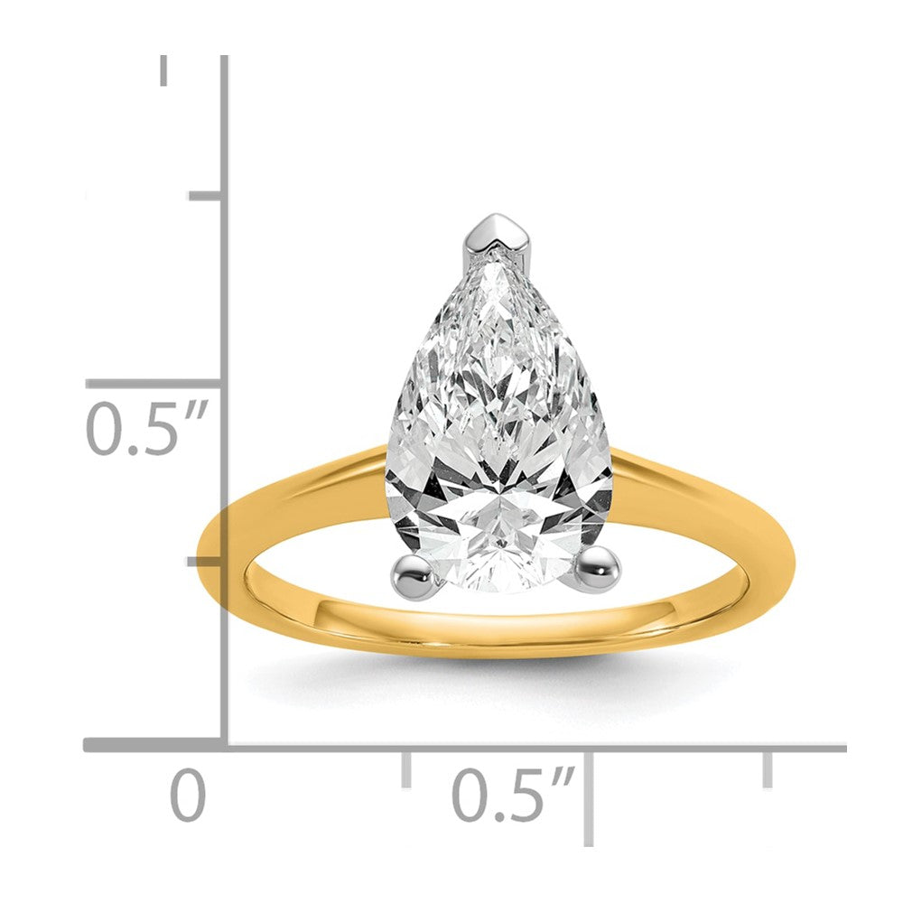 14k Two-tone 2 1/2 Ct. Lab Grown Diamond VS/SI+ G+ Pear Solitare Engagement Ring
