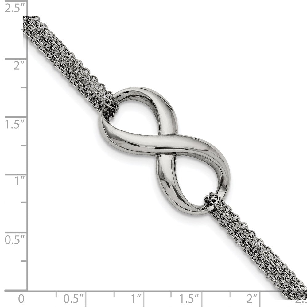 Stainless Steel Chisel Polished Infinity Symbol 7.5 Inch Multi-Strand Bracelet