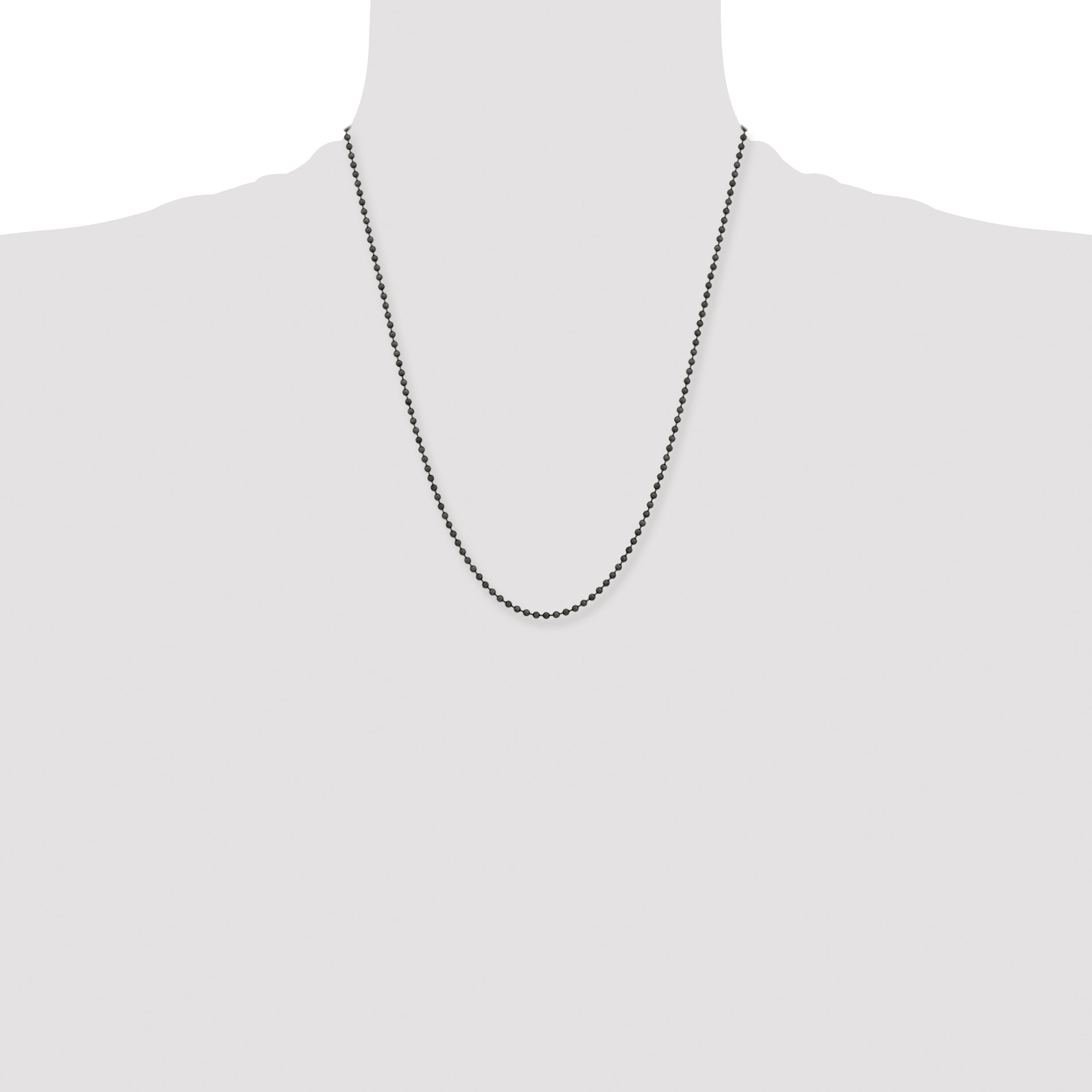 Stainless Steel Chisel Antiqued 2.4mm 22 Inch Beaded Ball Chain Necklace