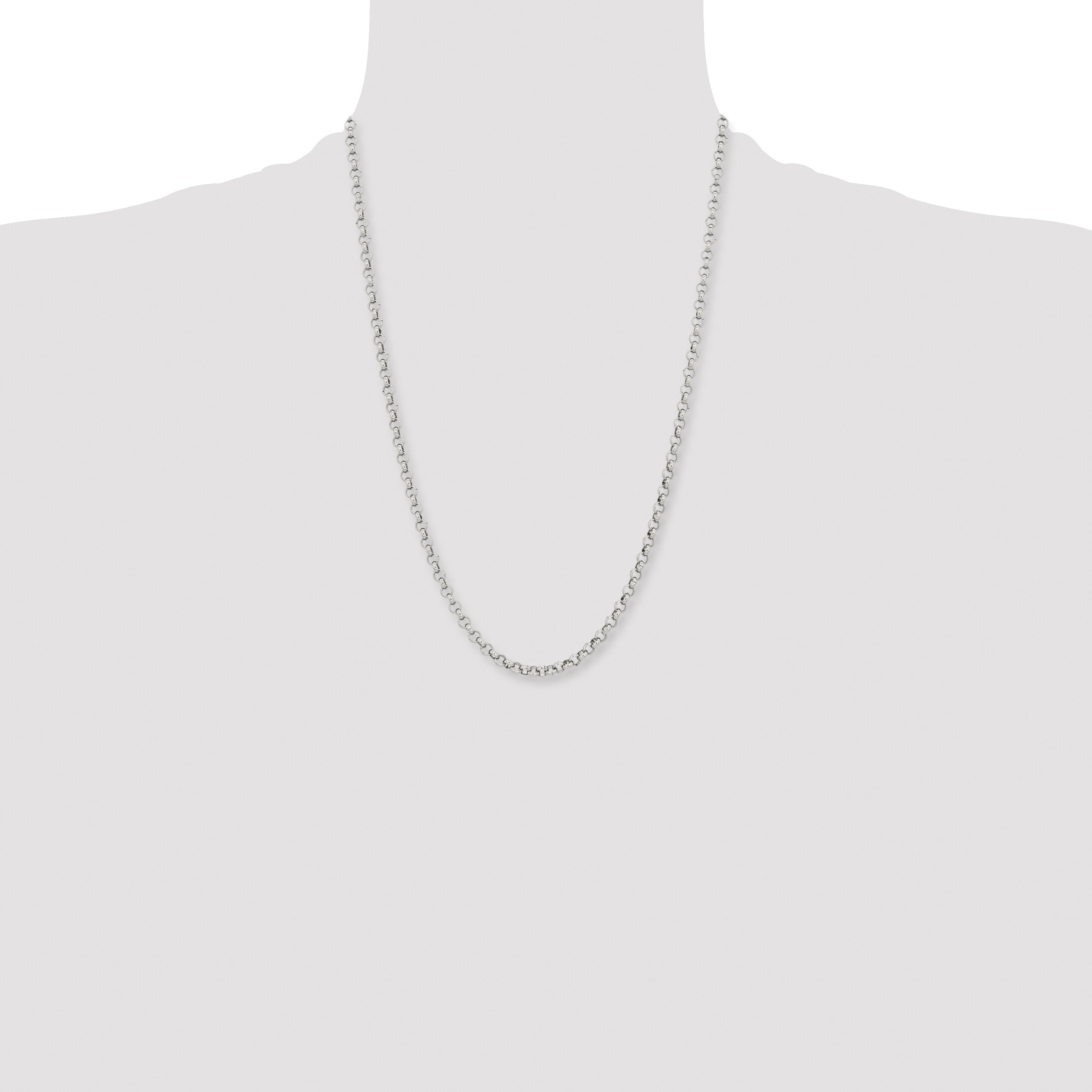 Stainless Steel Chisel Polished 4.6mm 24 Inch Rolo Chain Necklace