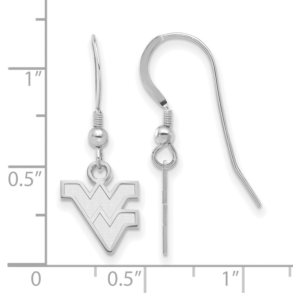 Sterling Silver Rhodium Plated Logoart West Virginia University W V Extra Small Dangle Wire Earrings