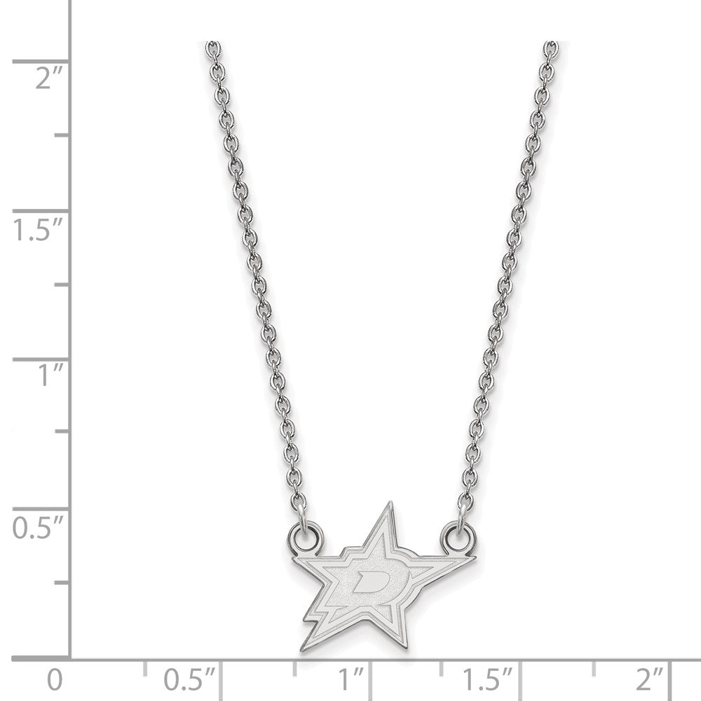 Sterling Silver Rhodium Plated Nhl Logoart Dallas Stars Small Pendant 18 Inch Necklace