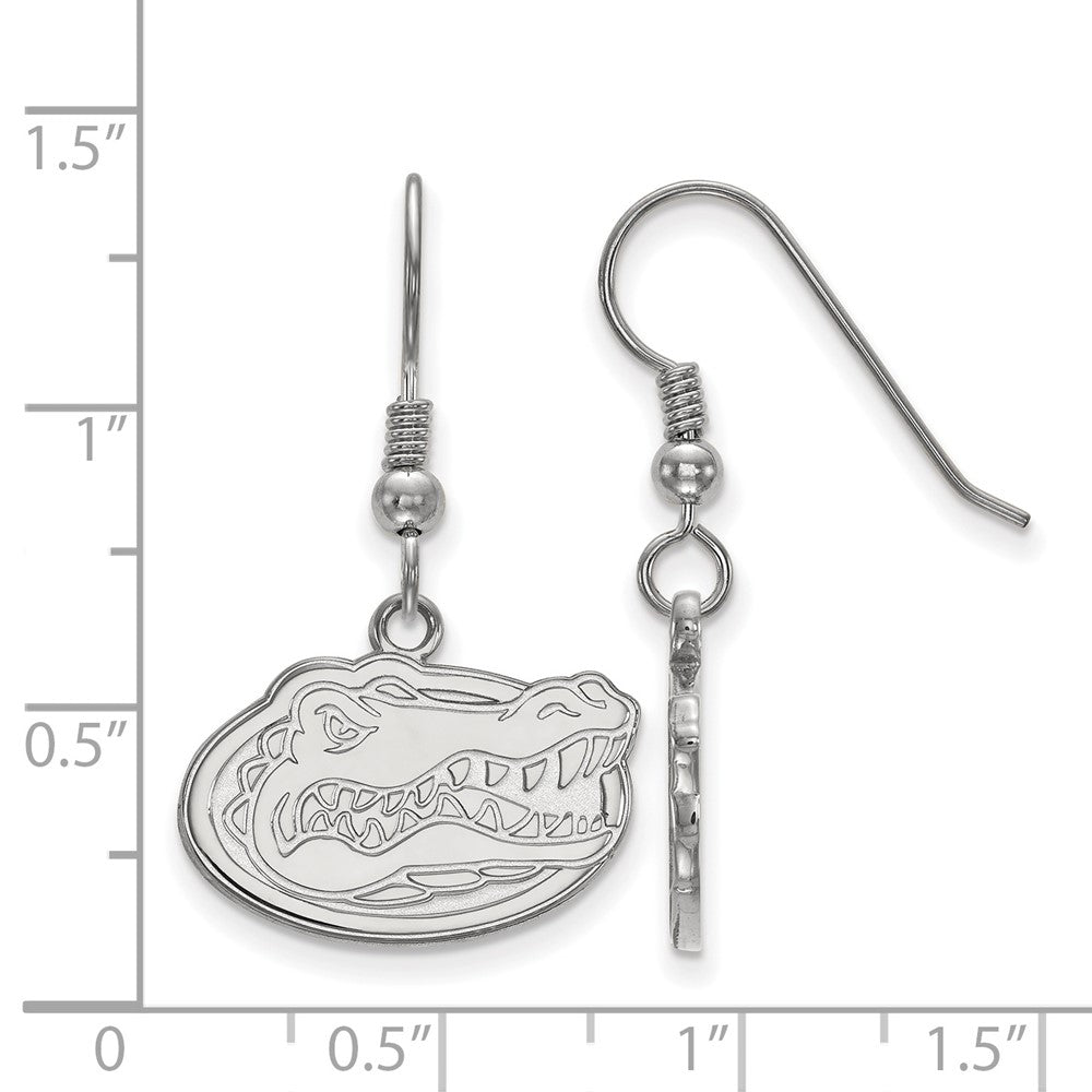Sterling Silver Rhodium Plated Logoart University Of Florida Gator Small Dangle Wire Earrings
