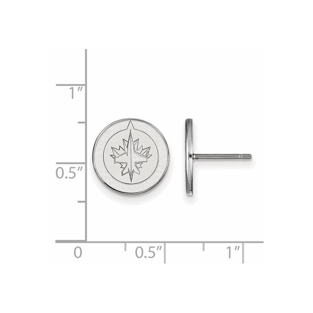 10K White Gold Nhl Logoart Winnipeg Jets Small Post Earrings