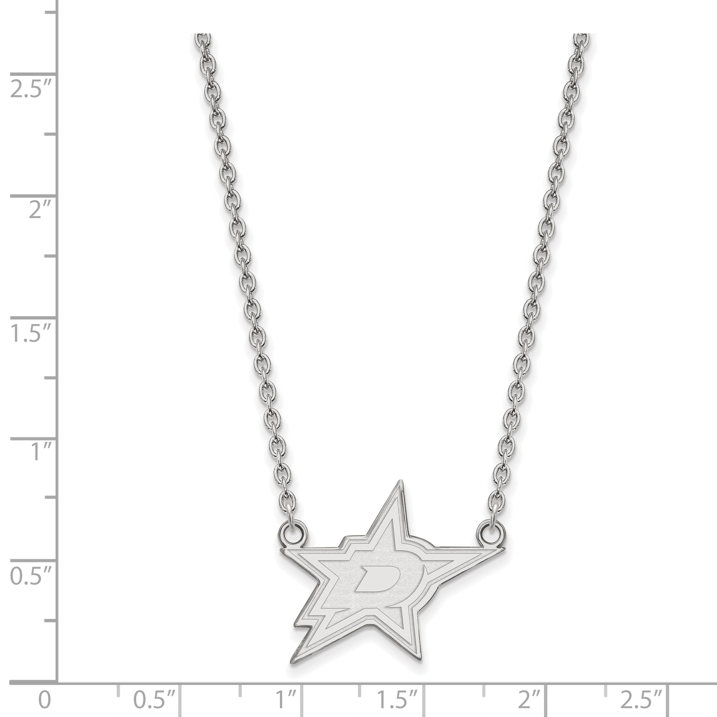 10K White Gold Nhl Logoart Dallas Stars Large Pendant 18 Inch Necklace
