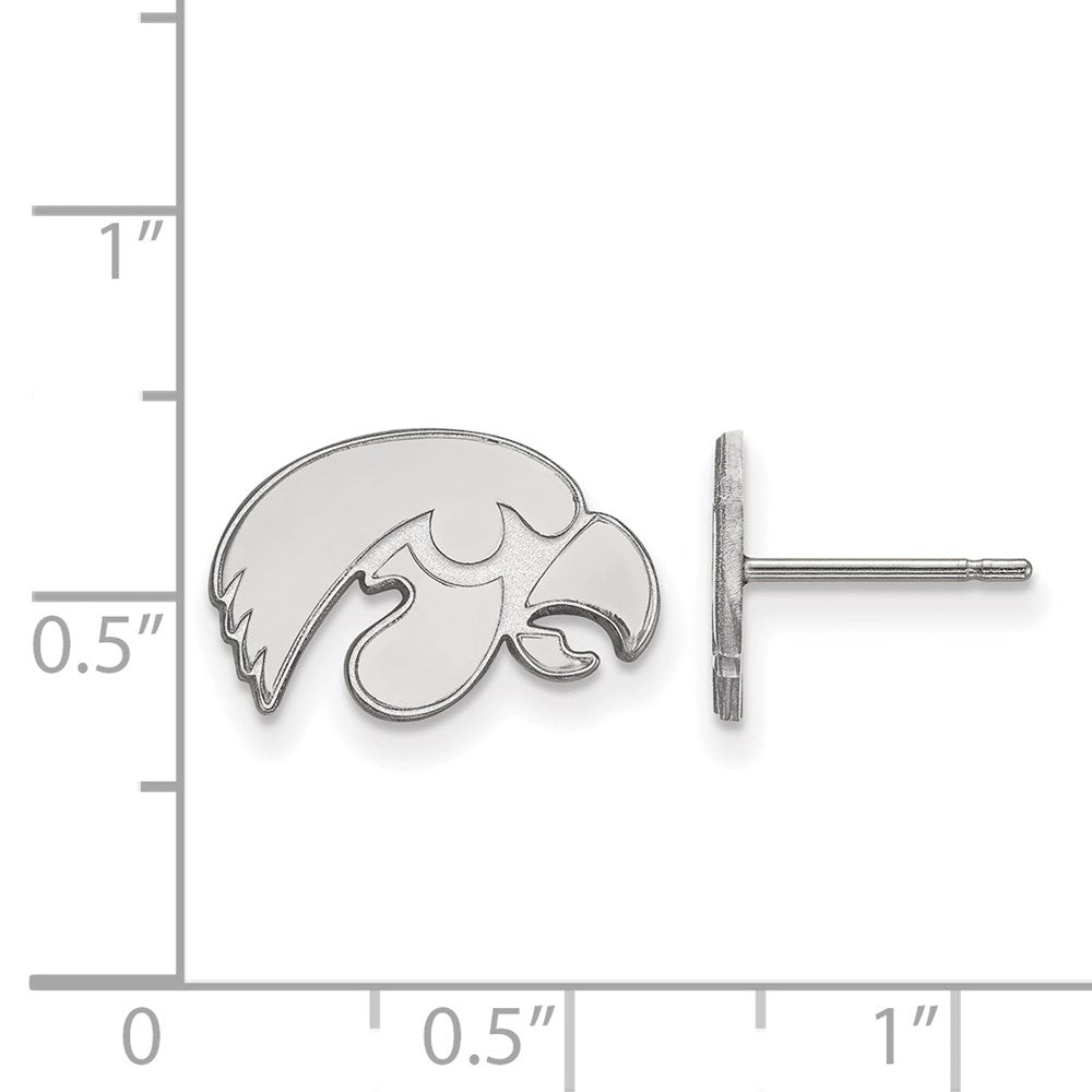 Sterling Silver Rhodium Plated Logoart University Of Iowa Hawk Extra Small Post Earrings