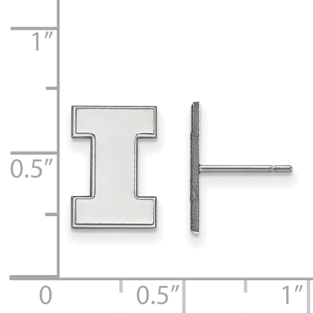 Sterling Silver Rhodium Plated Logoart University Of Illinois Letter I Small Post Earrings