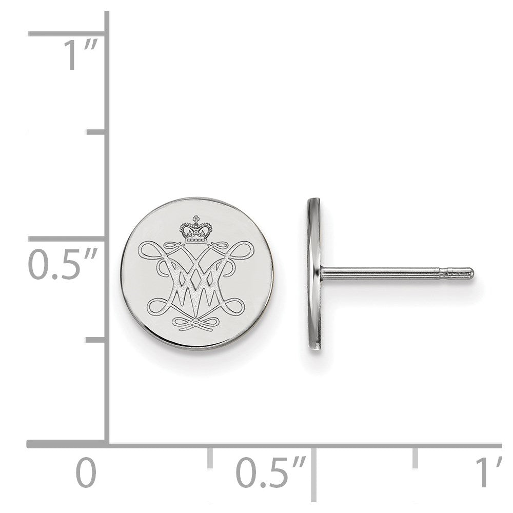 Sterling Silver Rhodium Plated Logoart College Of William And Mary Extra Small Disc Earrings