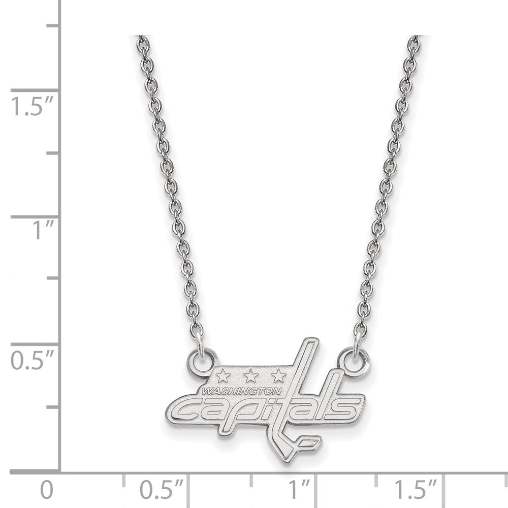 10K White Gold Nhl Logoart Washington Capitals Small Pendant 18 Inch Necklace