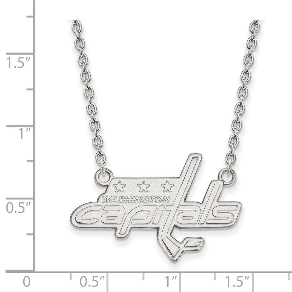 10K White Gold Nhl Logoart Washington Capitals Large Pendant 18 Inch Necklace