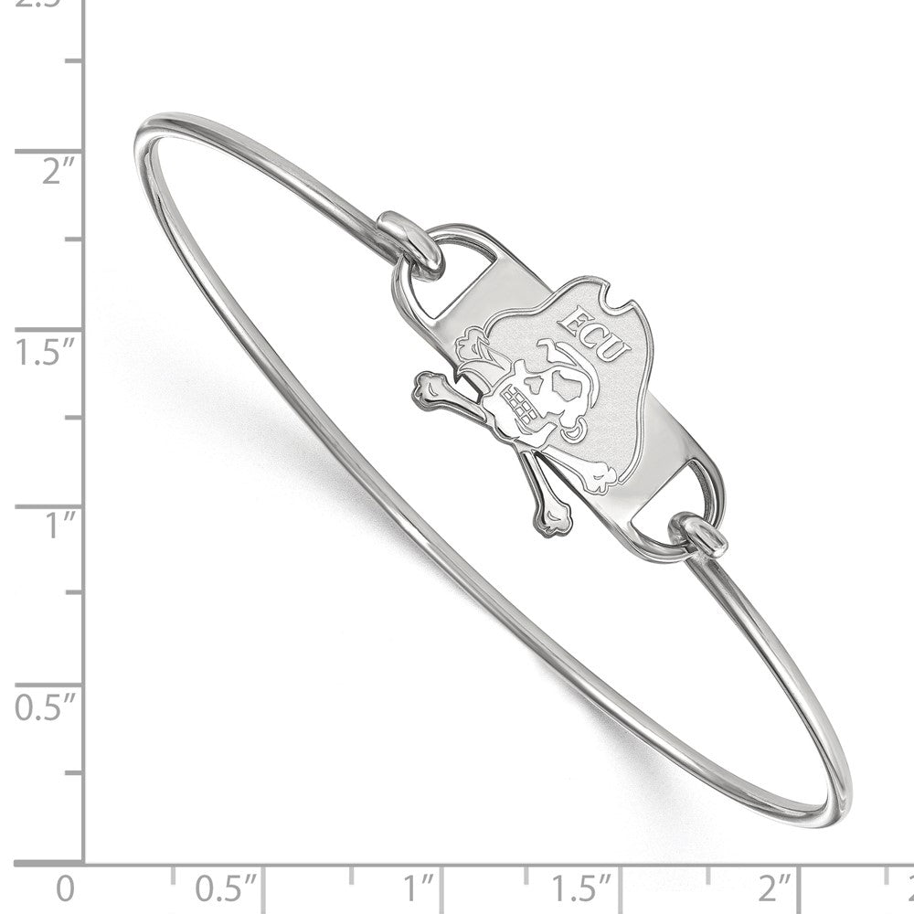 Sterling Silver Rhodium Plated Logoart East Carolina University Pirate Small Center 7 Inch Wire Bangle