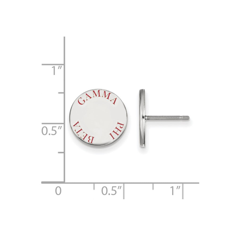 Sterling Silver Rhodium Plated Logoart Gamma Phi Beta Sorority Text Color Enamel Post Earrings