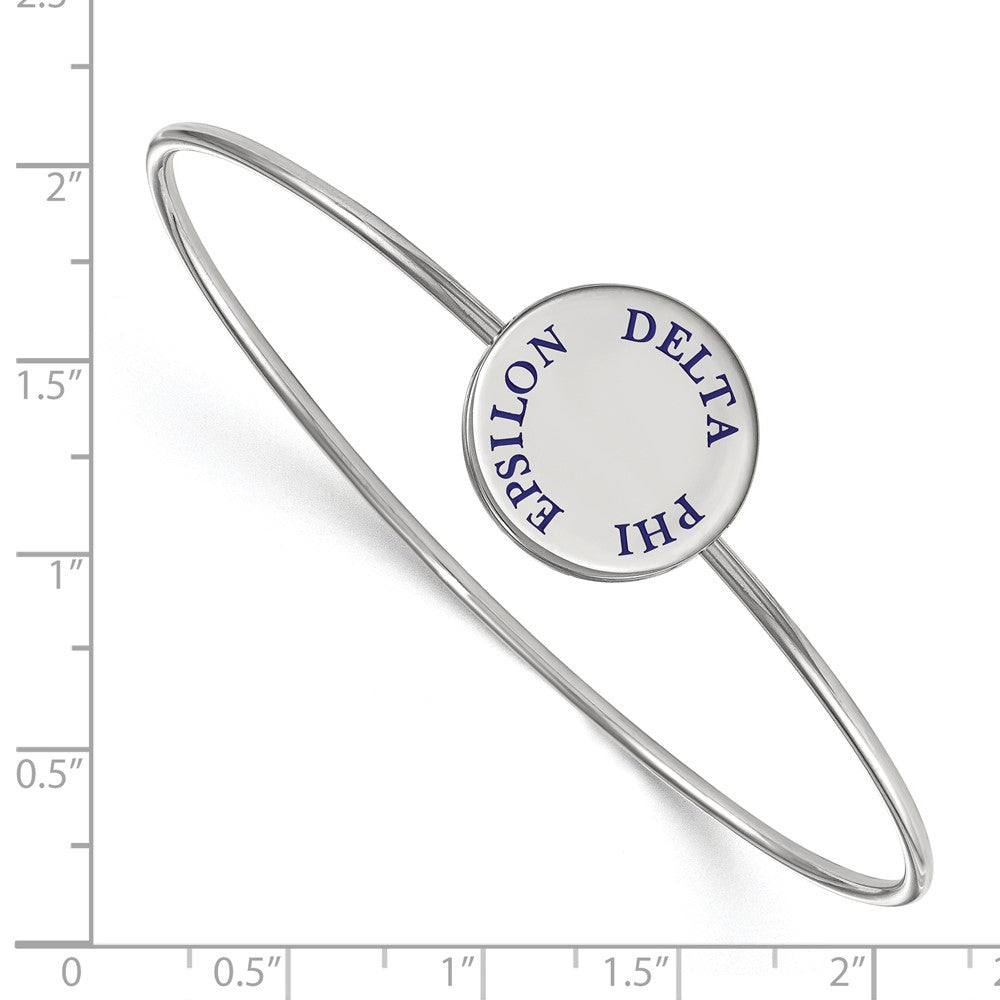Sterling Silver S. Rh Plated Logoart Delta Phi Epsilon Enameled Slip On Bangle