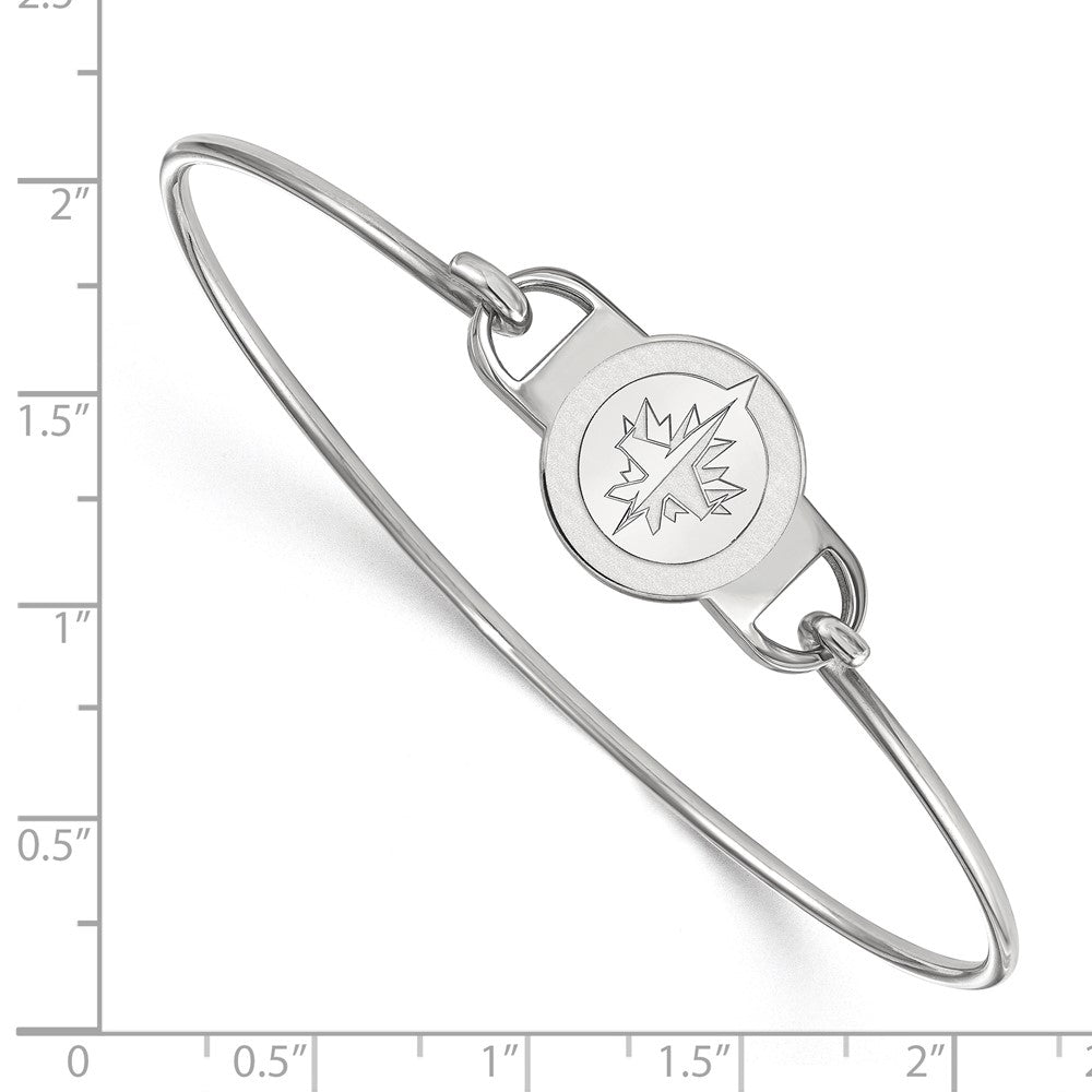 Sterling Silver Rhodium Plated Nhl Logoart Winnipeg Jets Small Center 7 Inch Wire Bangle