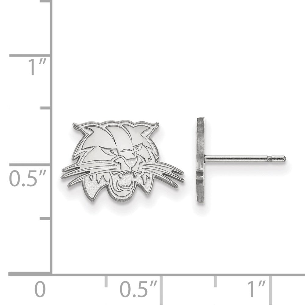 Sterling Silver Rhodium Plated Logoart Ohio University Bobcat Extra Small Post Earrings