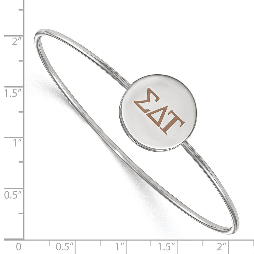Sterling Silver Rh Plated Logoart Sigma Delta Tau Enameled Slip On Bangle