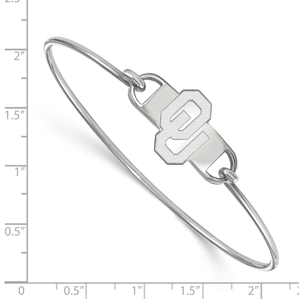 Sterling Silver Rhodium Plated Logoart University Of Oklahoma O U Small Center 7 Inch Wire Bangle