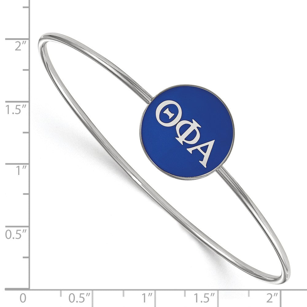 Sterling Silver Rh Plated Logoart Theta Phi Alpha Enameled Slip On Bangle