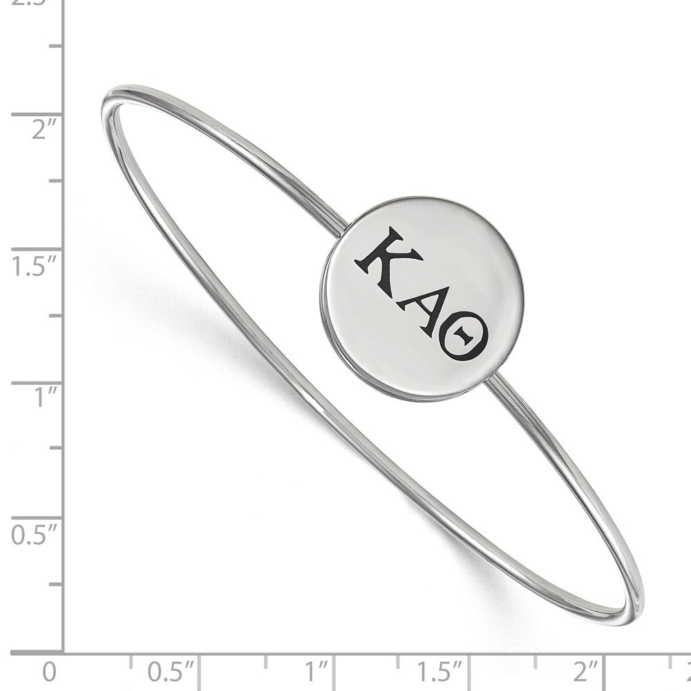 Sterling Silver S. Rh Plated Logoart Kappa Alpha Theta Enameled Slip On Bangle