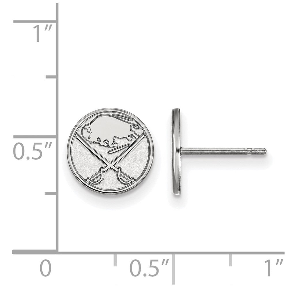 Sterling Silver Rhodium Plated Nhl Logoart Buffalo Sabres Extra Small Post Earrings