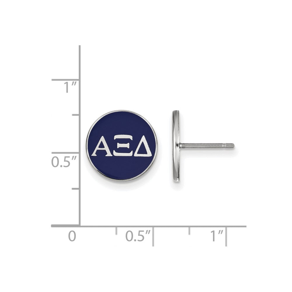 Sterling Silver Rhodium Plated Logoart Alpha Xi Delta Sorority Greek Letters Color Enamel Post Earrings