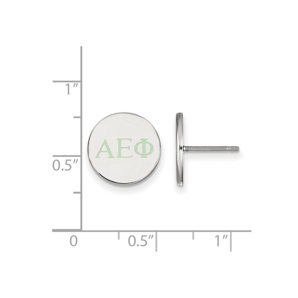 Sterling Silver Rhodium Plated Logoart Alpha Epsilon Phi Sorority Greek Letters Color Enamel Post Earrings