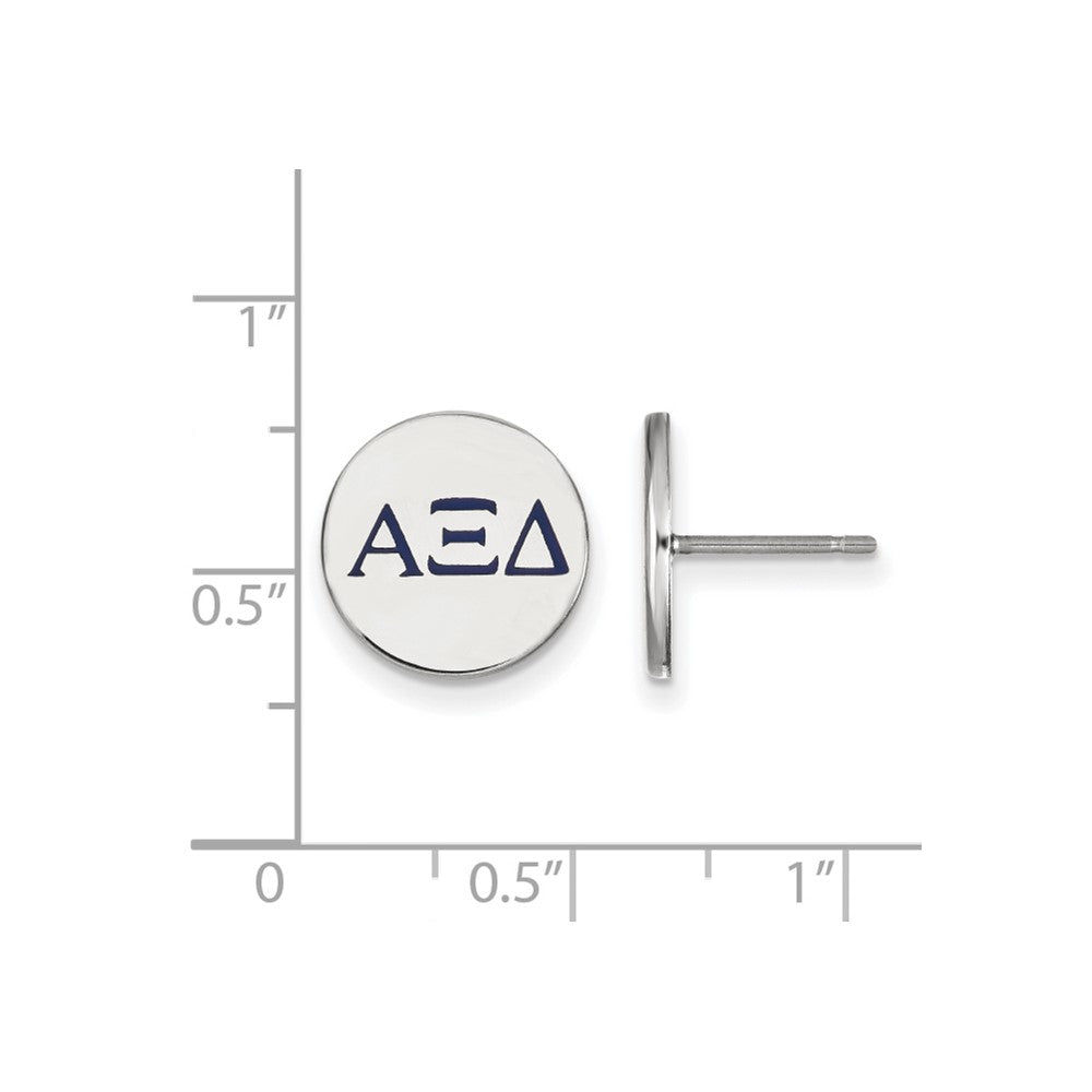 Sterling Silver Rhodium Plated Logoart Alpha Xi Delta Sorority Greek Letters Color Enamel Post Earrings