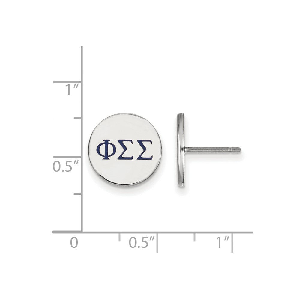 Sterling Silver Rhodium Plated Logoart Phi Sigma Sorority Greek Letters Color Enamel Post Earrings