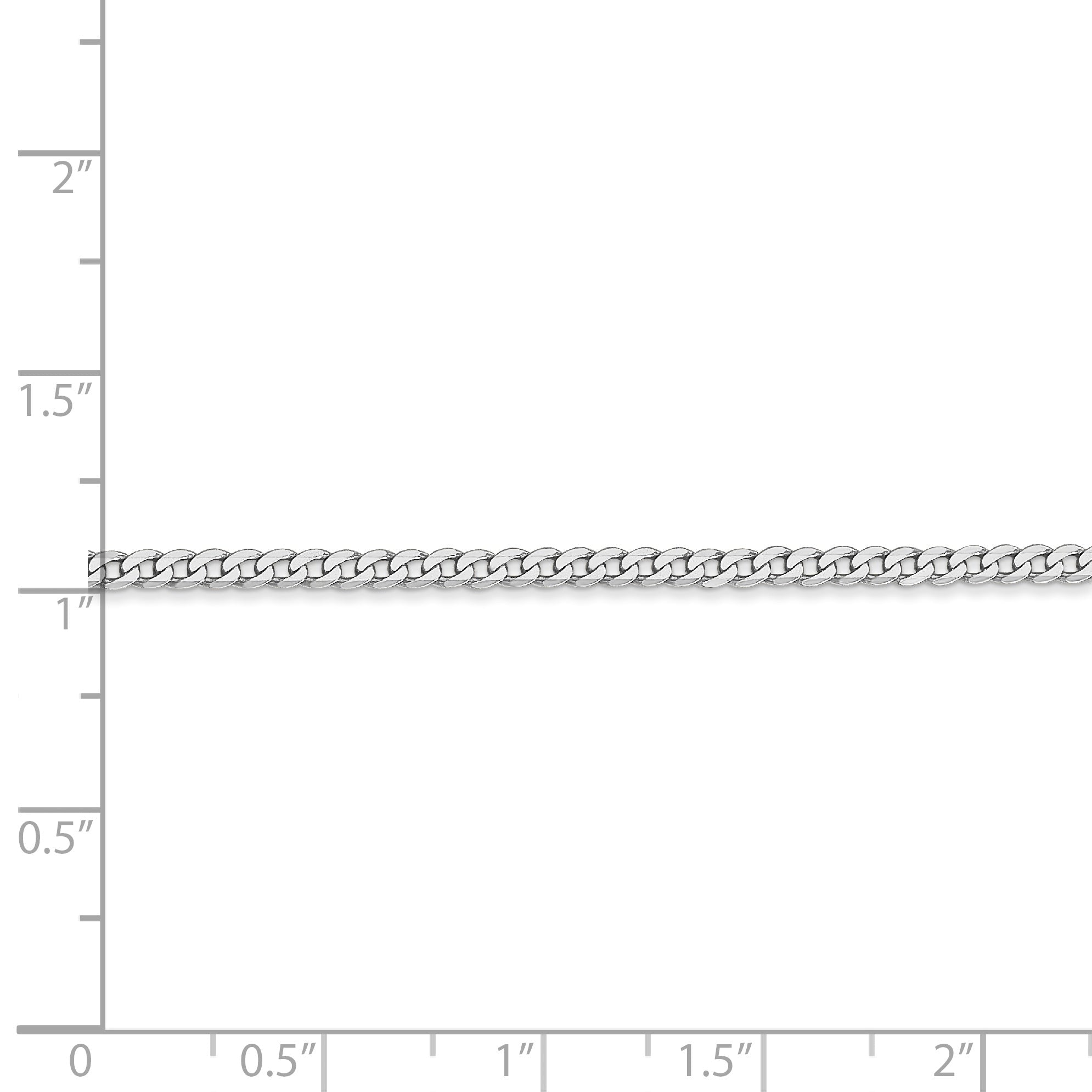 20 Inch 14K White Gold 2.2mm Flat Beveled Curb Chain Necklace