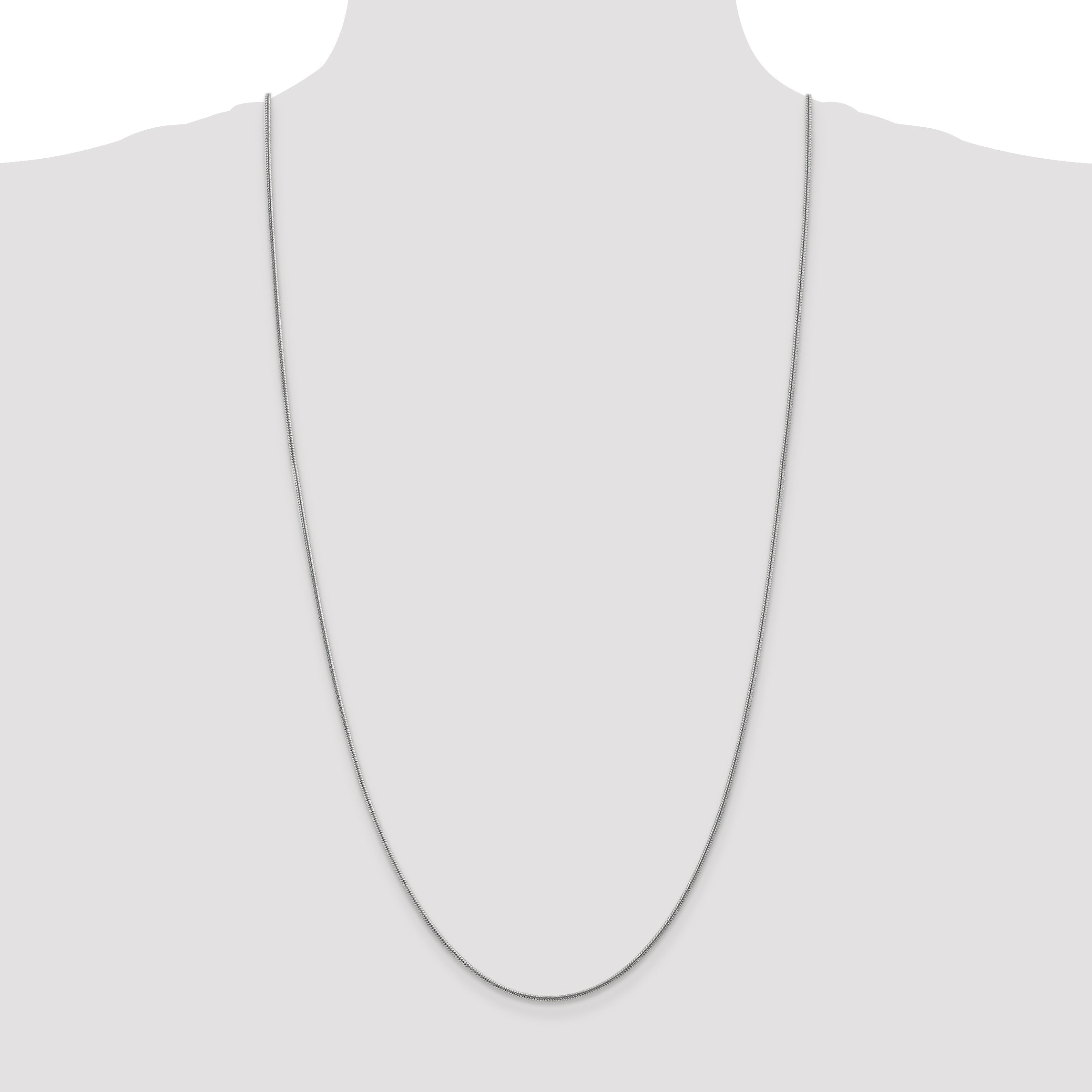 14K White Gold 30 Inch 1.6mm Round Snake Lobster Clasp Chain Necklace