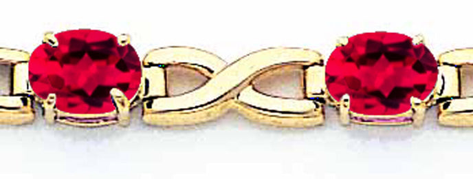 14K Yellow Gold 7X5mm Oval Ruby Bracelet