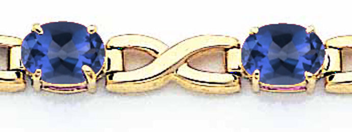 14K Yellow Gold 7X5mm Oval Sapphire Bracelet