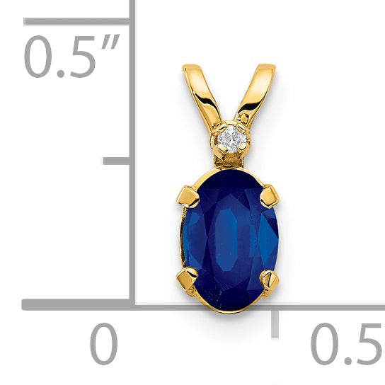 14K Yellow Gold Diamond & Sapphire Birthstone Pendant