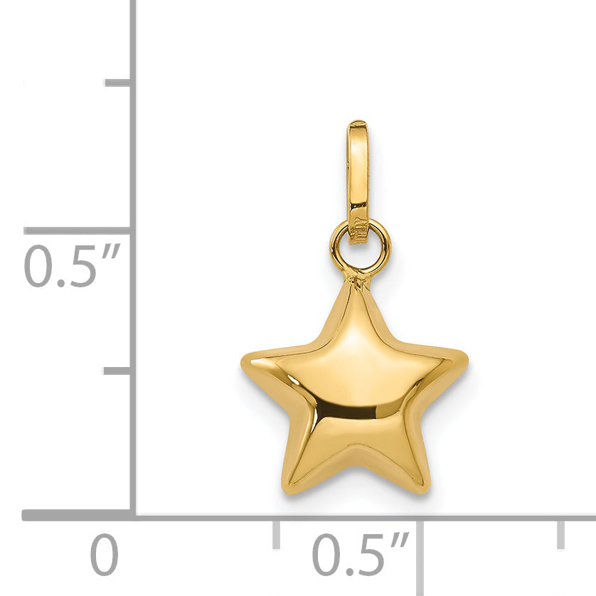 14k Yellow Gold 14k 3D Puffed Star Charm