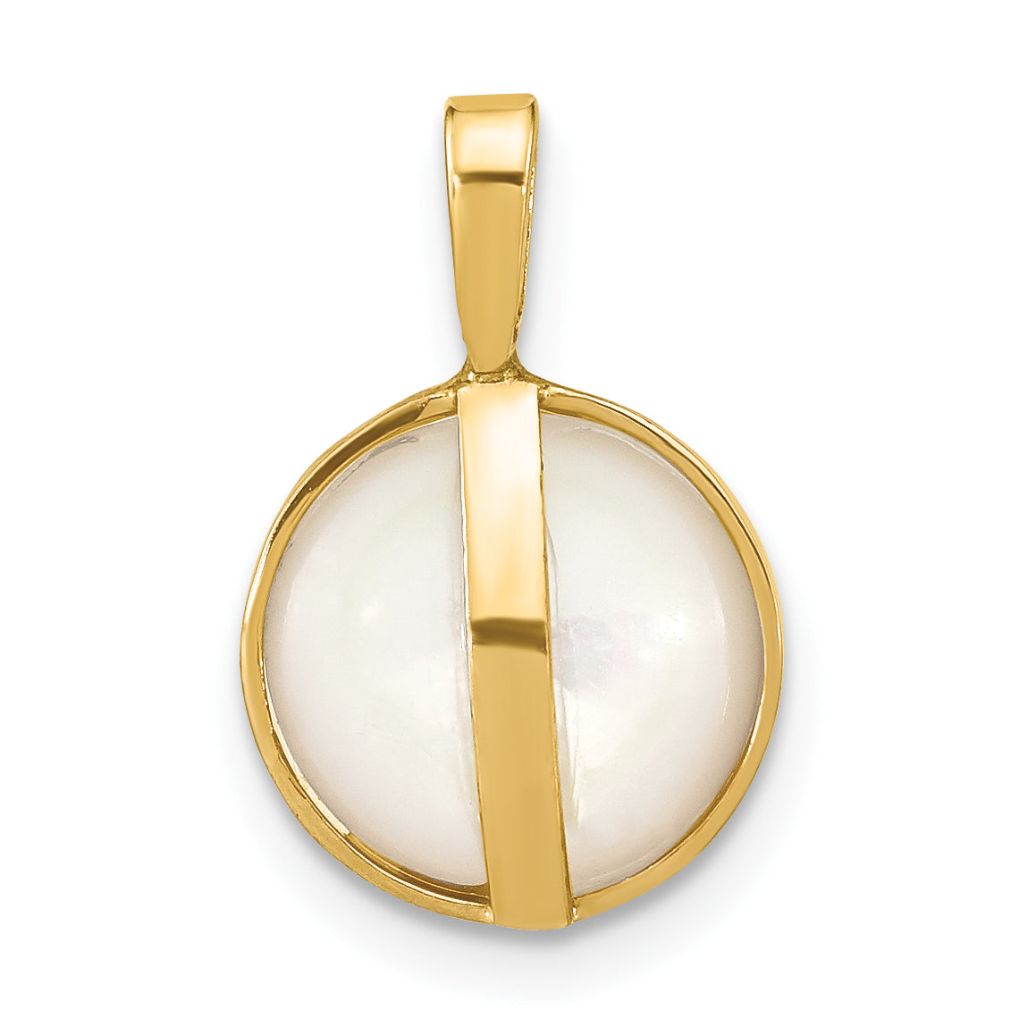14k Yellow Gold 14K 10-11mmWhite Saltwater Mabe Pearl Pendant