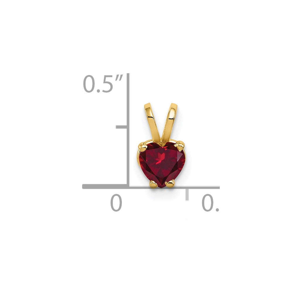 14K Yellow Gold 5mm Heart Created Ruby Pendant