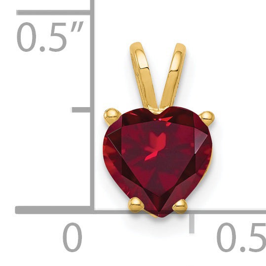 14K Yellow Gold 7mm Heart Created Ruby Pendant
