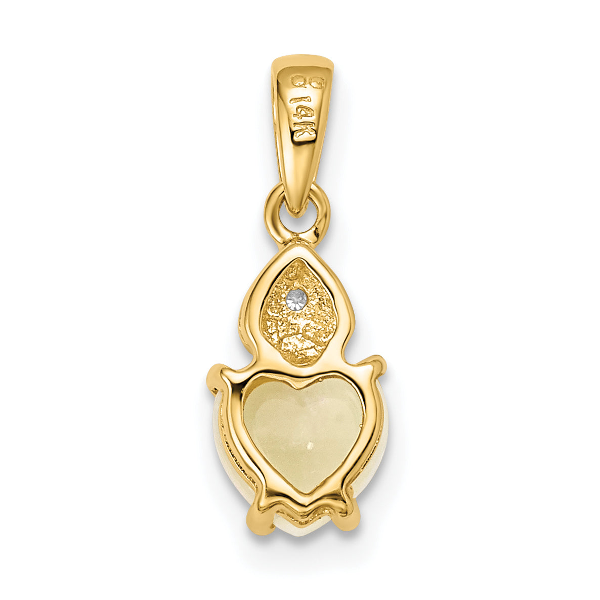 14K Yellow Gold Diamond And Genuine Opal Polished Heart Pendant