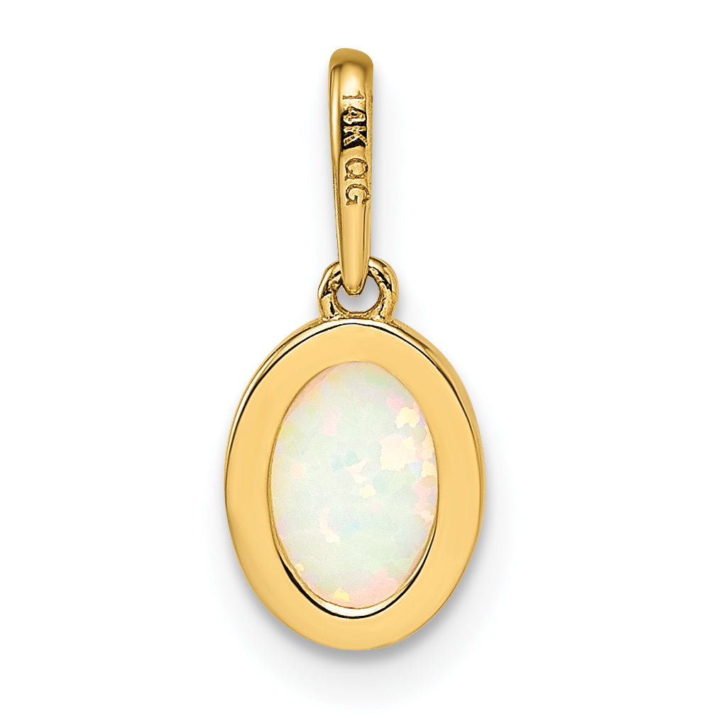 14k Yellow Gold 14k Lab Created Opal Pendant