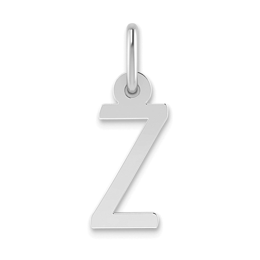 10K White Gold Small Slanted Block Initial Z Charm