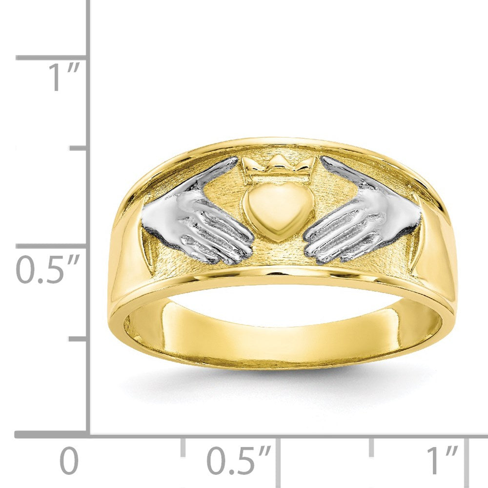 10K Yellow Gold u0026 Rhodium Men's Claddagh Ring