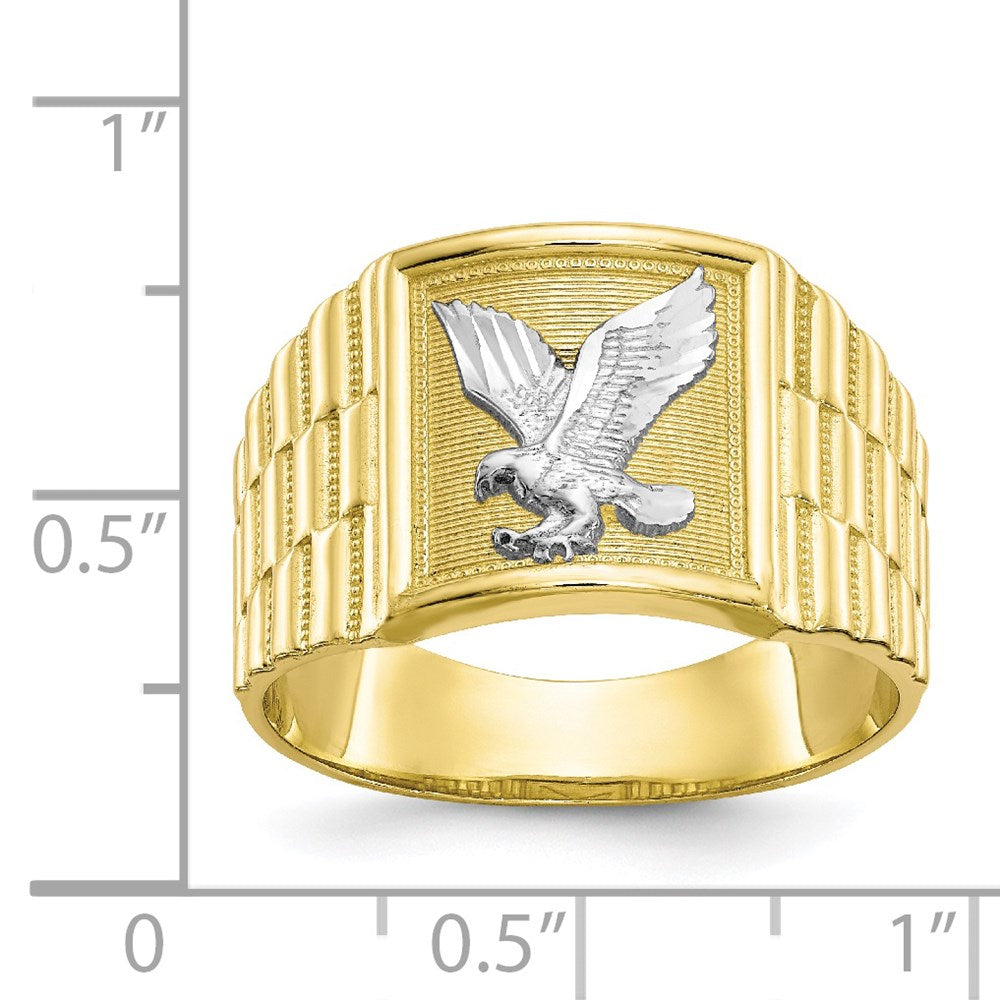 10K Yellow Gold u0026 Rhodium Men's Eagle Ring