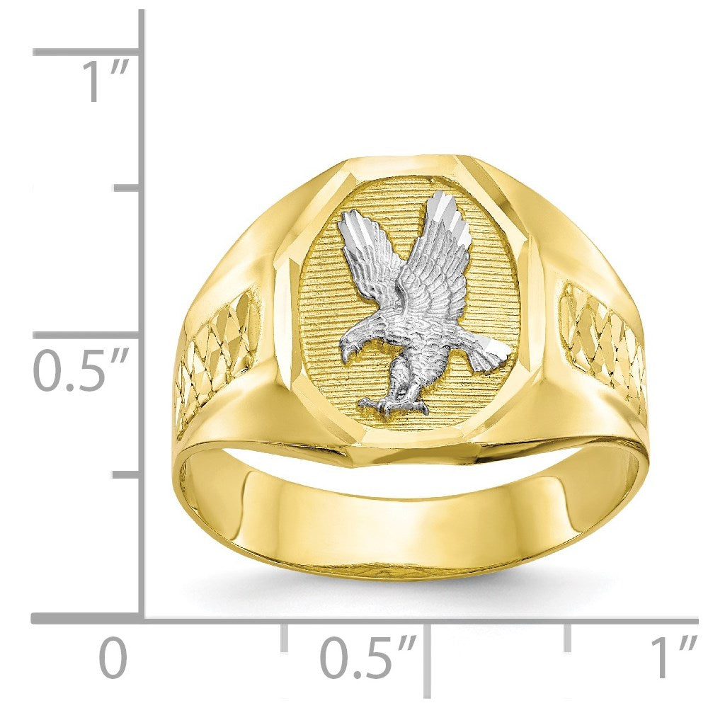 10K Yellow Gold u0026 Rhodium Men's Eagle Ring