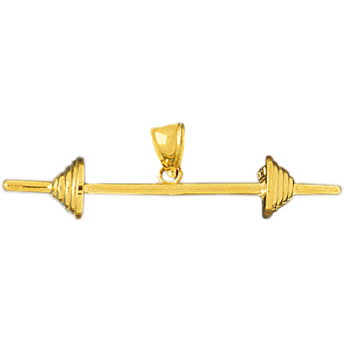 14K Gold 3 Dimensional Barbell Pendant