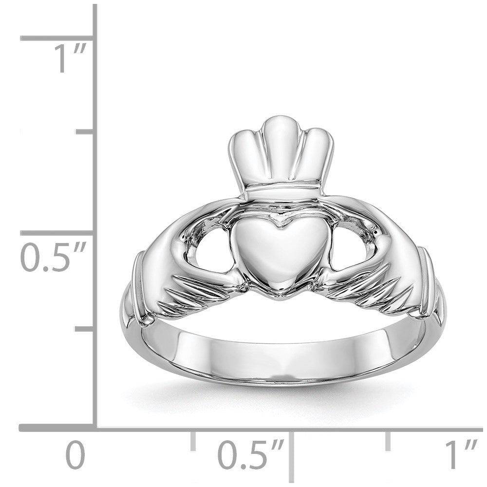 14k White Gold Polished Men's Claddagh Ring