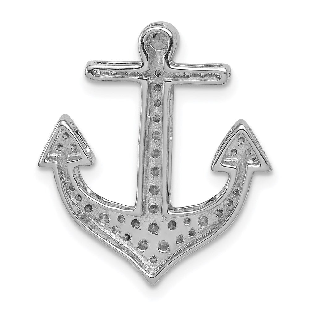 14k White Gold 1/4ct. Real Diamond Anchor Chain Slide