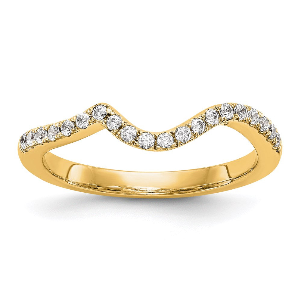 14K Yellow Gold Real Diamond Contoured Wedding Band